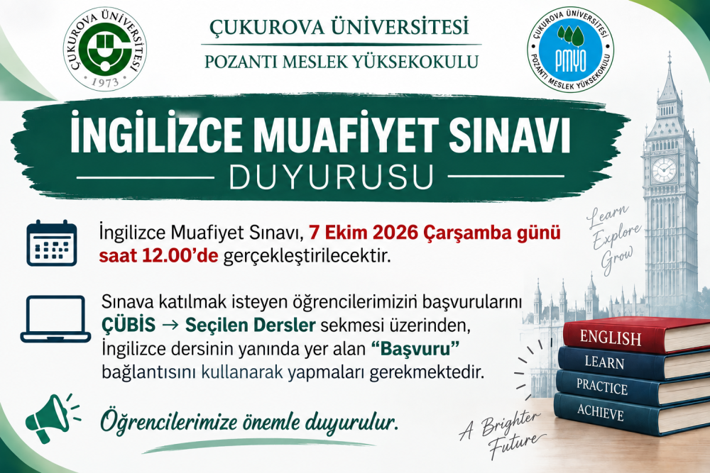 İngilizce Muafiyet Sınavı Duyurusu